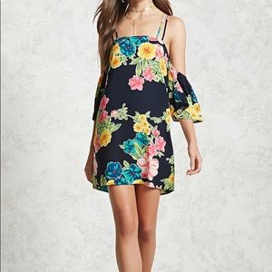 Forever 21 Navy Off Shoulder Floral Dress